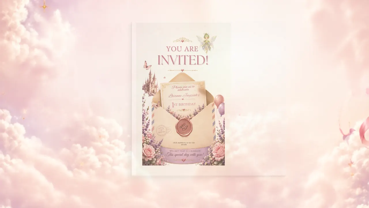 Fairy 1 digital birthday / christening invitation template